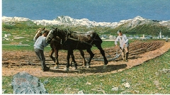 Ploughing by Giovanni Segantini