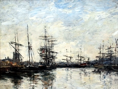 Port of Deauville by Eugène Louis Boudin