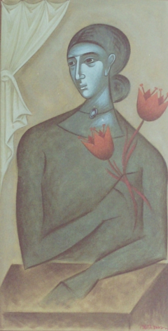 Portrait of a young woman by Aggeliki Papadomanolaki