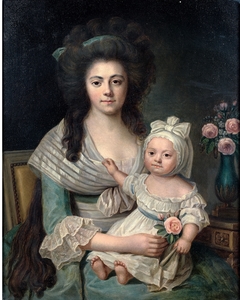 Portrait of Mrs G.G. Delamalle born A. G. L. Sarraire and her son Jean-François by Antoine Vestier