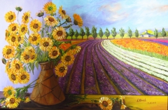 Provence and Vase with Sunflowers. by Elena Roush