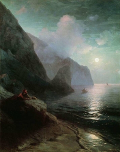 Puskin in Crimea near Gurzuf rocks by Ivan Ayvazovsky