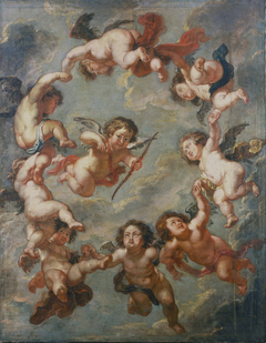 Putti: a ceiling decoration by Manner of Sir Peter Paul Ruben