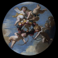 Putti with Flower Garland by Unknown Artist