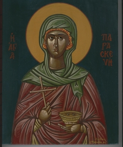 Saint Paraskevi - Egg Tempera on Wood by Spiros Tseronis