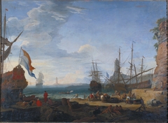 Seaport Scene by Adrien Manglard