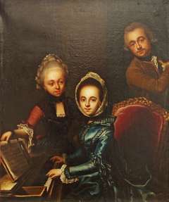 Selbstporträt mit den Geschwistern Susanna Magdalena und Dorothea Uhl by Georg Anton Abraham Urlaub