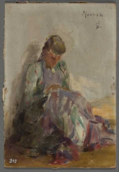 Sewing Tartar girl. From the journey to Crimea by Jan Ciągliński