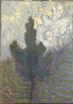 Single tree silhouette by Piet Mondrian