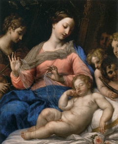 Sleeping Christ Child with Music Making Angels by Carlo Maratta