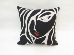 Sleepy Head - Black and white custom throw pillow cushion - Modern Abstract Pop Art by Fidostudio by Tom Fedro