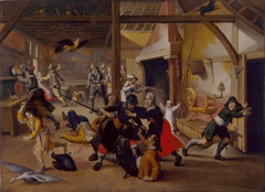 Soldiers plundering a farm by Sebastiaen Vrancx