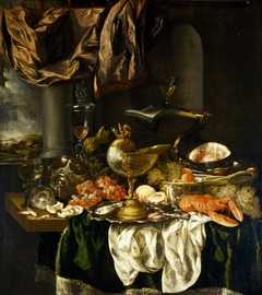 Still Life with Landscape by Abraham van Beijeren