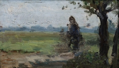 Studie van landschap met figuur by Jozef Israëls