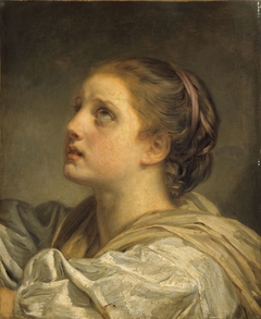 Tête de jeune femme by Jean-Baptiste Greuze