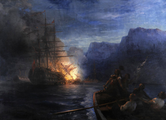 The Burning of the Turkish Flagship by Kanaris by Ivan Aivazovsky