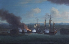 The Destruction of Two Sallee Rovers by the 'Rose' and the 'Shoreham' in Mogador Bay, 1734 by Richard Paton