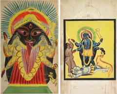 The Goddess Kali (recto); Kali Standing on Shiva (verso) by Anonymous