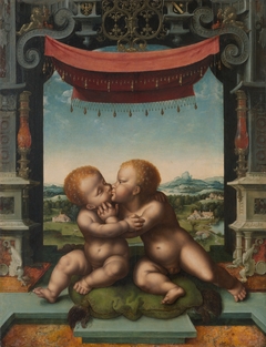 The Infants Christ and Saint John the Baptist Embracing by Joos van Cleve