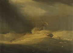 The Lady Castlereagh dismasted in a cyclone off Madras, 24 October 1818 by Anonymous