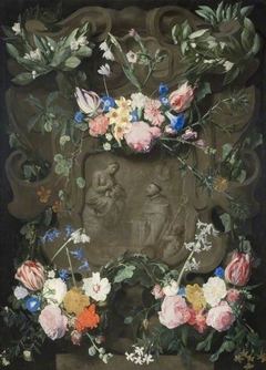 The Miracle Of St Bernard In A Garland Of Flowers by Daniel Seghers