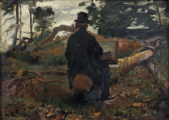 The painter Frederik Hendrik Kaemmerer at work in Oosterbeek by Jacob Maris