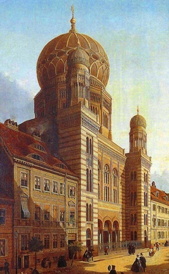 The Synagogue on Oranienburger Strasse, Berlin by Emile Pierre Joseph De Cauwer