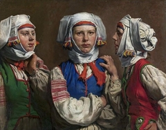 Three Women in Folk Costumes by Józef Teofil Smoliński