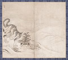 Tiger Drinking from a Raging River by Kanō Sansetsu