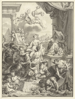 Title Page Design with the Triumph of the Art Painting by Bernard Picart