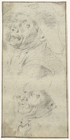 Twee studies van een manskop, naar links by Unknown Artist