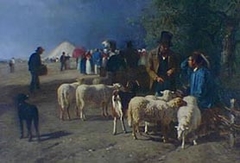 Un Marché aux montons en Normandie by Constant Troyon