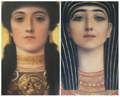 Ancient Greece and Ancient Egypt, detail heads of Athena and Isis by Gustav Klimt