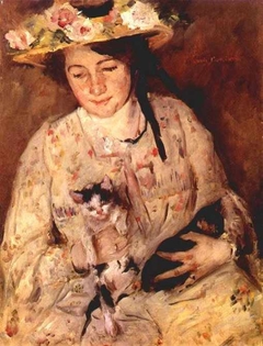 Young woman with cats by Lovis Corinth