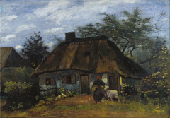 Cottage and Woman with Goat / Farmhouse in Nuenen (La Chaumiére) by Vincent van Gogh