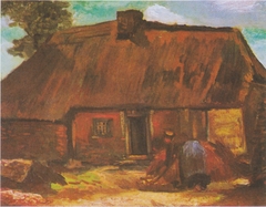 Cottage with Peasant Woman Digging by Vincent van Gogh