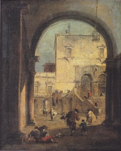 Venetian Capriccio: View of a Square and a Palace by Francesco Guardi