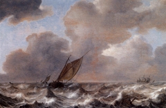 Vessels in a Strong Wind by Jan Porcellis