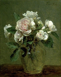 White Roses in a Glass Vase by Henri Fantin-Latour