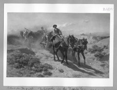 2 wheeled carriages in Hungarian plain by August von Pettenkofen