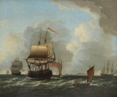 A commodore coming in to anchor by Robert Dodd