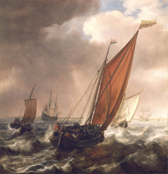 A Dutch Ferry Boat Before a Breeze by Simon de Vlieger