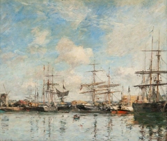 A French Harbour by Eugène Louis Boudin