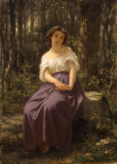 A girl in the woods by Hugues Merle