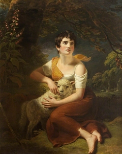 A Shepherdess with a Lamb in a Storm by Samuel Woodforde