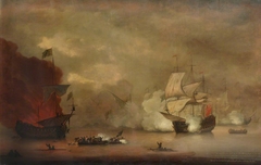 Action between HMS Mary Rose and seven Algerines, 8 December 1669 by Peter Monamy