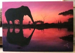 african wildlife painting by mutuku jumaa kitaka