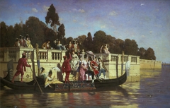 An elegant boating party by Franz Leo Ruben