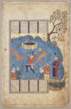 Bahram Gur fights two lions to win the throne (Boston MFA 28.127) by Anonymous