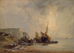 Boats near Shore of Normandy by Richard Parkes Bonington